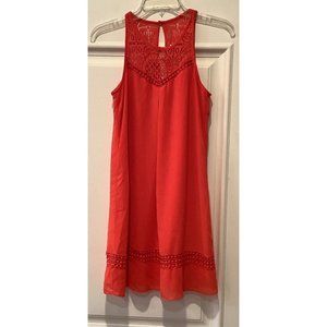 IZ Byer Dress Small Orange Sleeveless Lightweight Embroidery Accents Y2K 90s